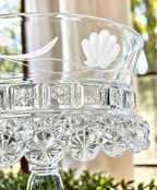 Antique Dalzell, Gilmore & Leighton Etched Glass Compote Bowl | Pedestal Fruit Stand with Floral Motif