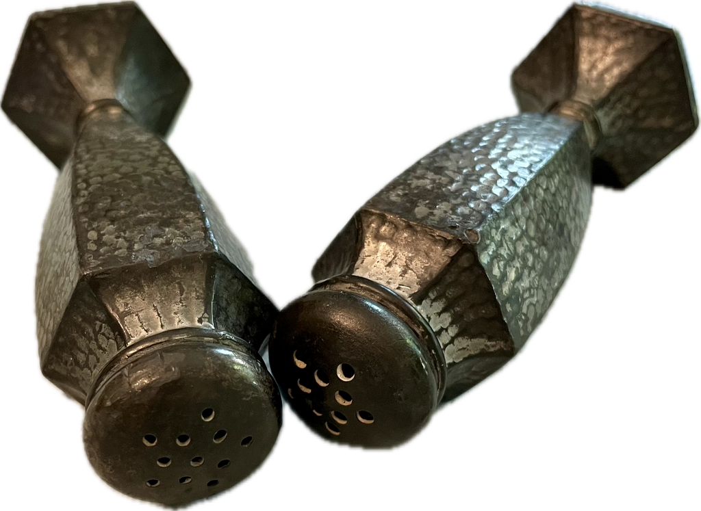 Vintage Hammered Silver Salt and Pepper Shakers