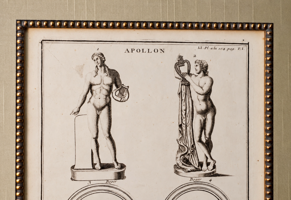 Original 19th-Century Apollo Engraving | Framed Neoclassical Art