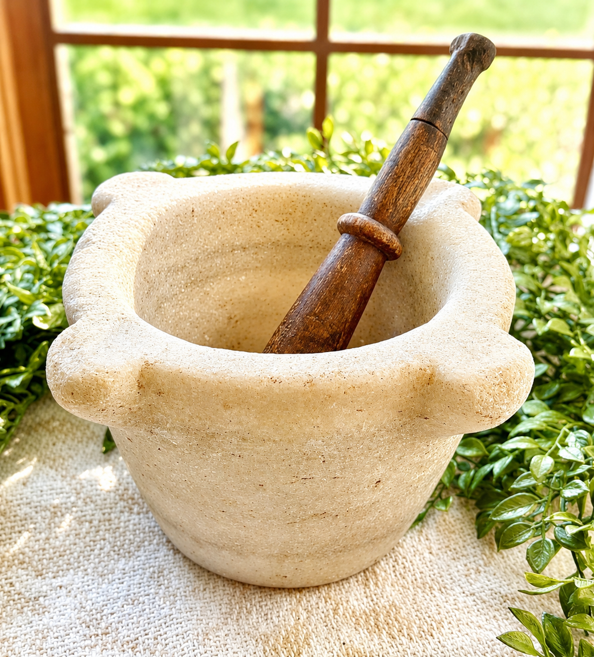 Antique 19th Century French Marble Mortar & Pestle | Apothecary Pharmacy Kitchenalia