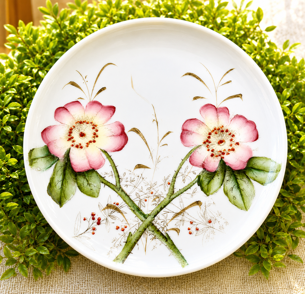 Antique Challinor, Taylor & Co. Hand-Painted Floral Pedestal Cake Stand