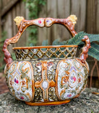 Antique English Alhambrian Majolica Reticulated Basket