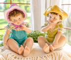 Antique Camille Naudot Piano Baby Figurines | Victorian Boy & Girl Pair