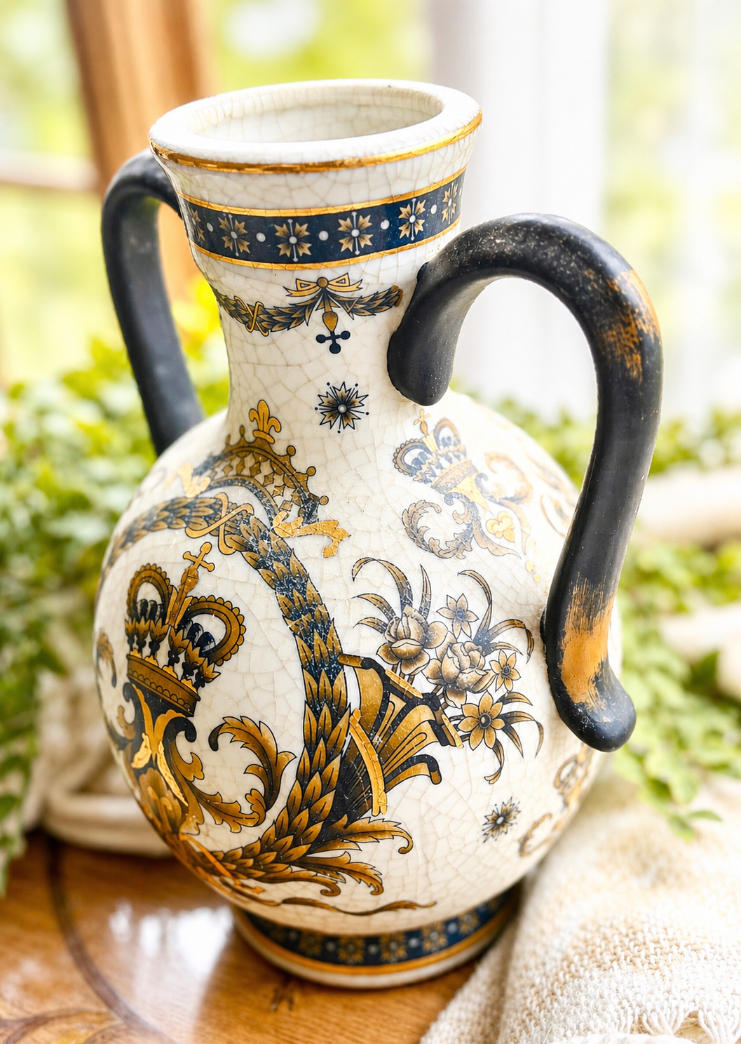 Vintage Chinoiserie Style Amphora Vase