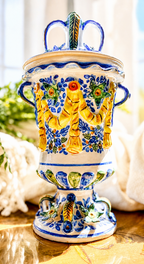 Antique Italian Capodimonte-Style Lidded Ceramic Jar