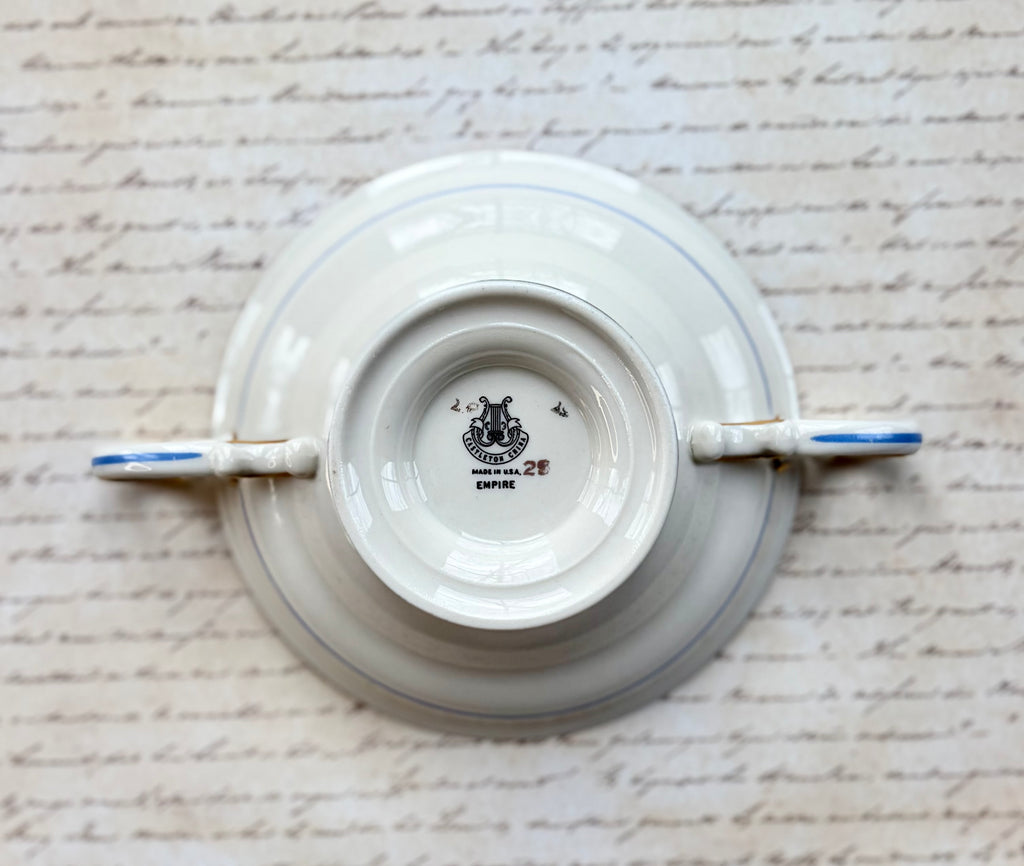 Vintage Castleton China Empire Double-Handled Soup Bowl with Laurel Wreath