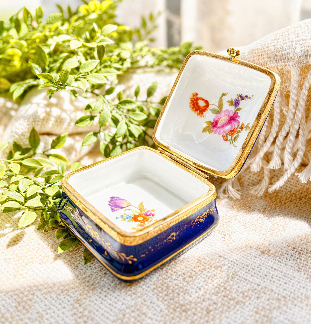 German Hinged Jewelry Box with Romantic Courting Scene