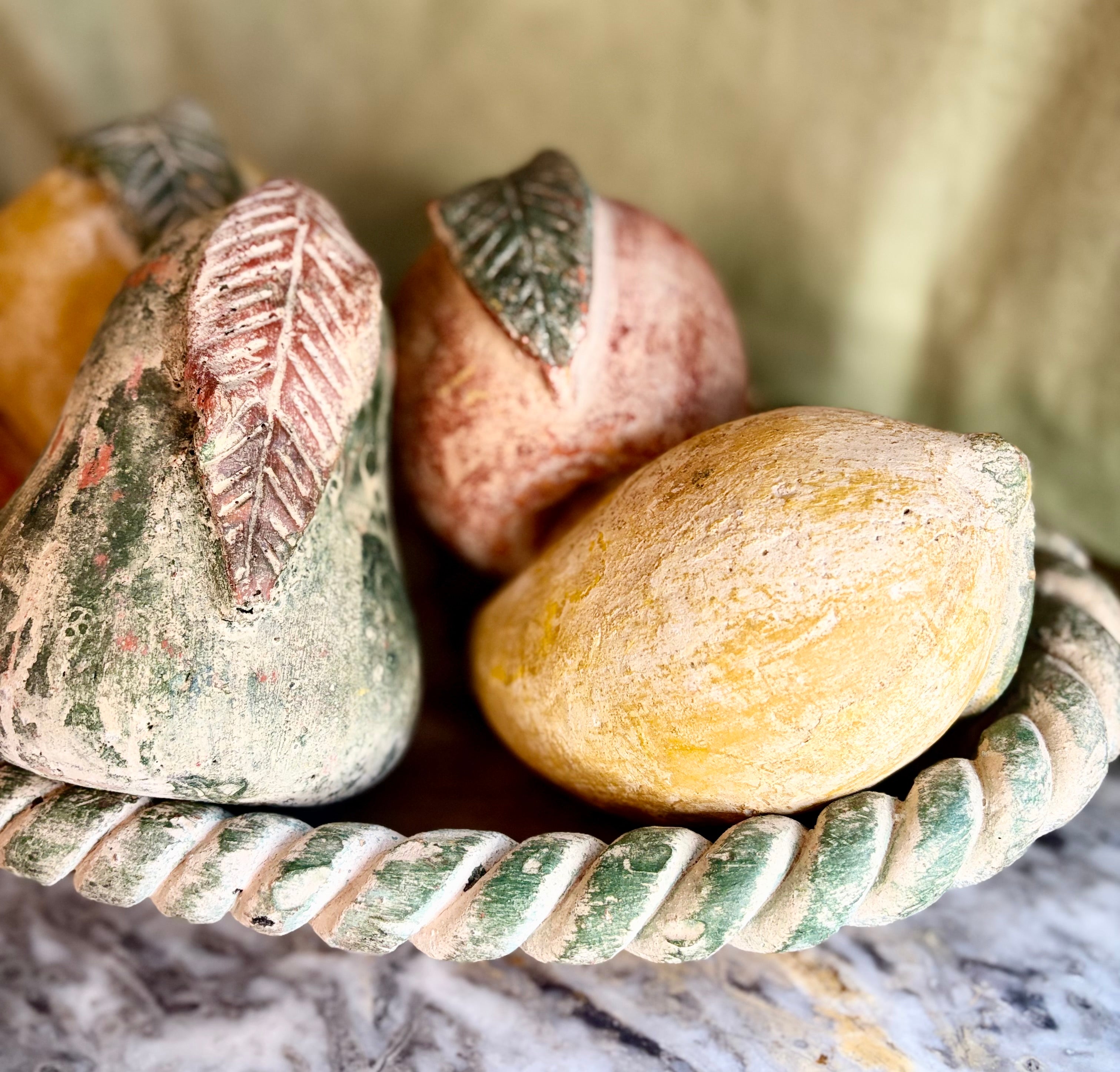 Mid-20th Century Mexican Terracotta Hand-Painted Fruit Set