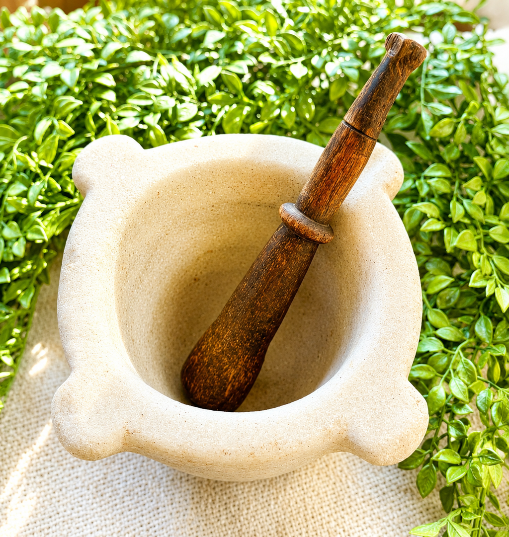 Antique 19th Century French Marble Mortar & Pestle | Apothecary Pharmacy Kitchenalia