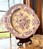 Antique Gustavsberg "Asiatic Pheasants" Purple and White Transferware Serving Dish