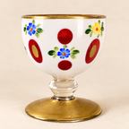 Antique-Style Bohemian White Overlay Glass Decanter & Cordial Set