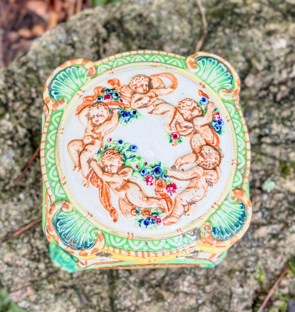 Vintage Maruhon Ware Cherub Covered Dish