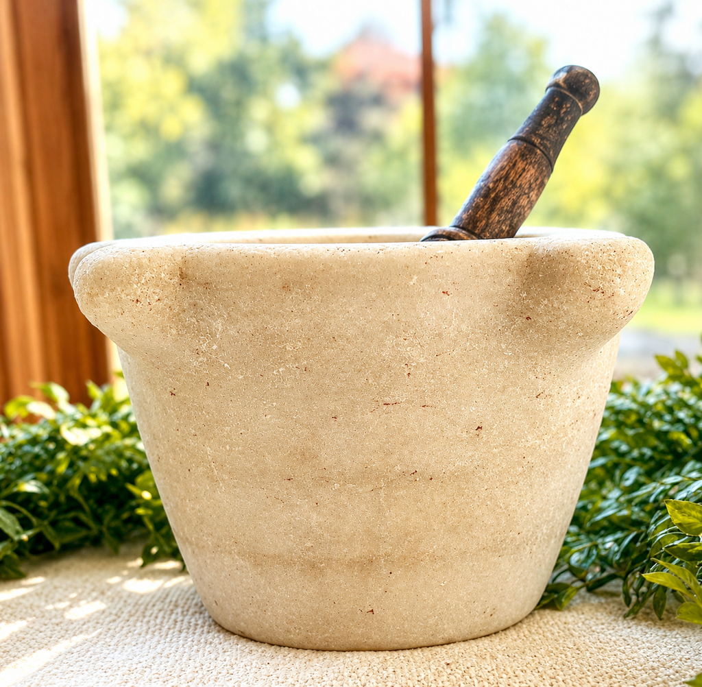 Antique 19th Century French Marble Mortar & Pestle | Apothecary Pharmacy Kitchenalia