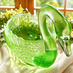Vintage Uranium Glass Swan Bowl / Centerpiece