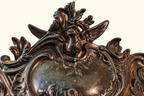Ornate Rococo Revival Metal Jardinière | Winged Bird & Scrollwork Centerpiece