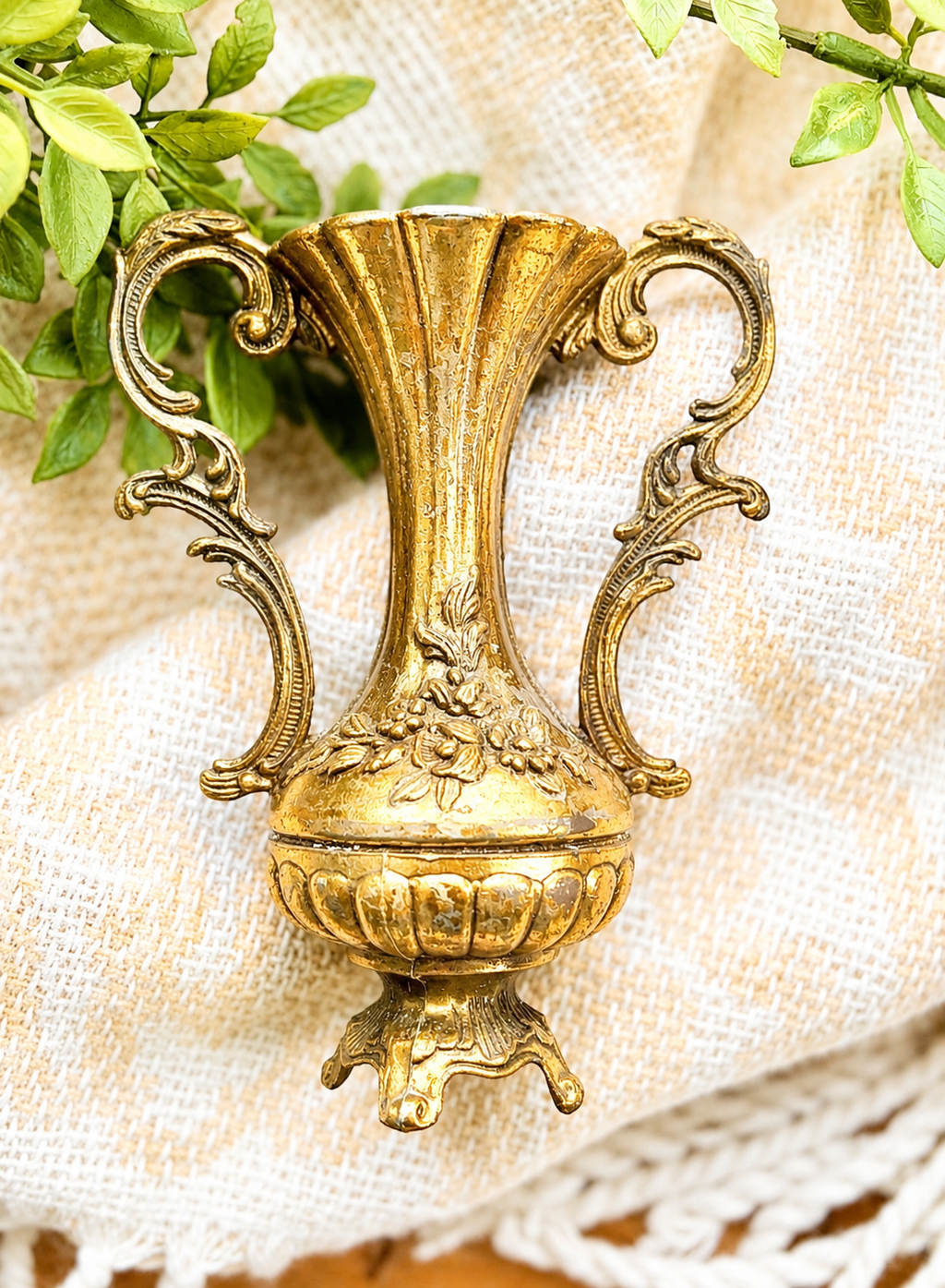 Vintage Pair of Italian Brass Bud Vases