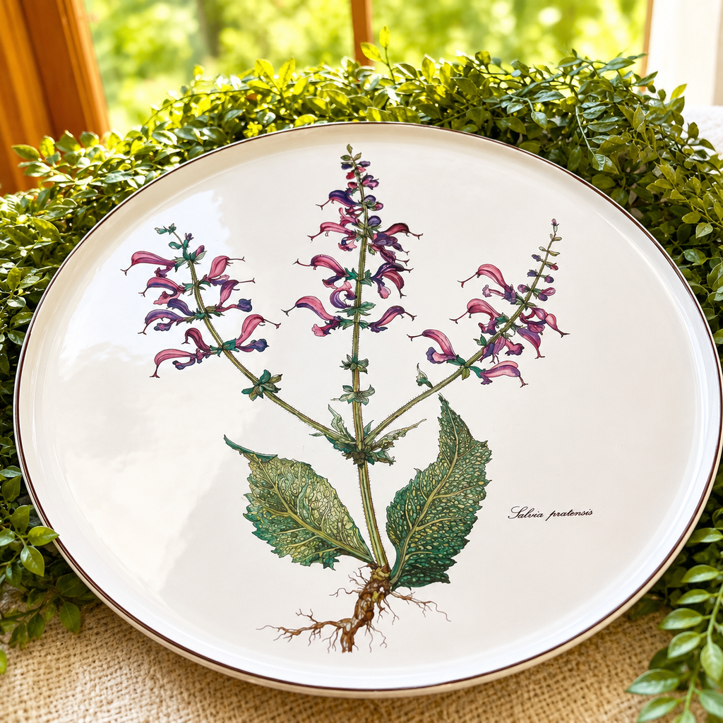 Villeroy & Boch Botanica “Salvia pratensis” Round Serving Platter | Vintage Botanical Porcelain