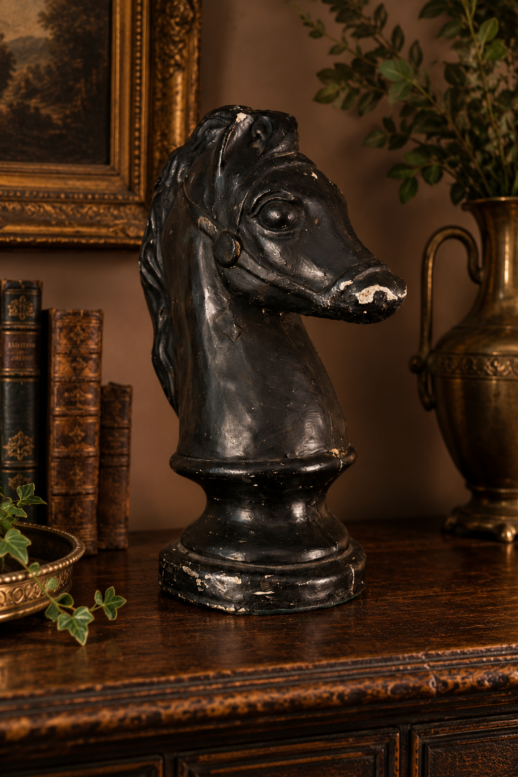 Vintage Cast Iron Equestrian Horse Head Sculpture