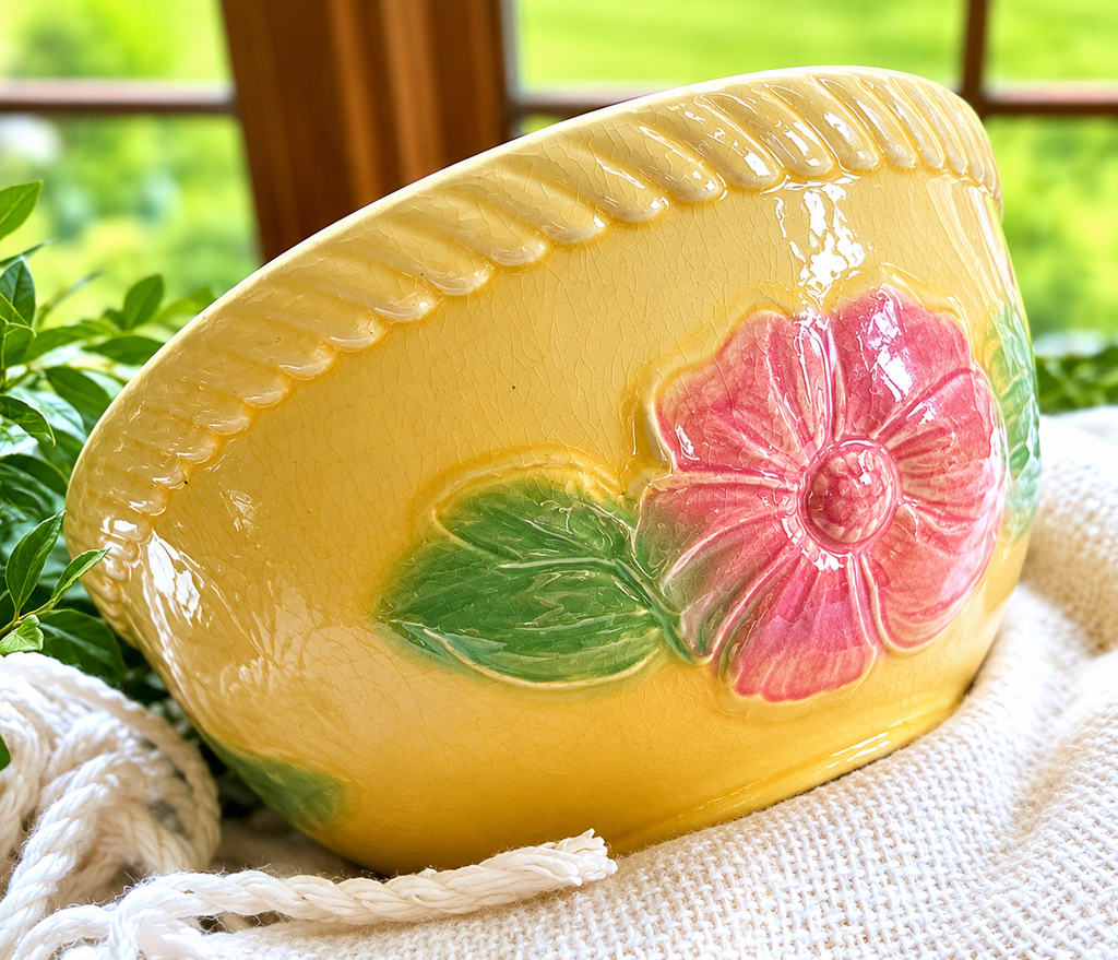 Vintage Floral Mixing Bowl | Cottage Style Ceramic Serving Bowl