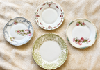 Set of 4 Vintage Mismatched Floral Dessert Plates