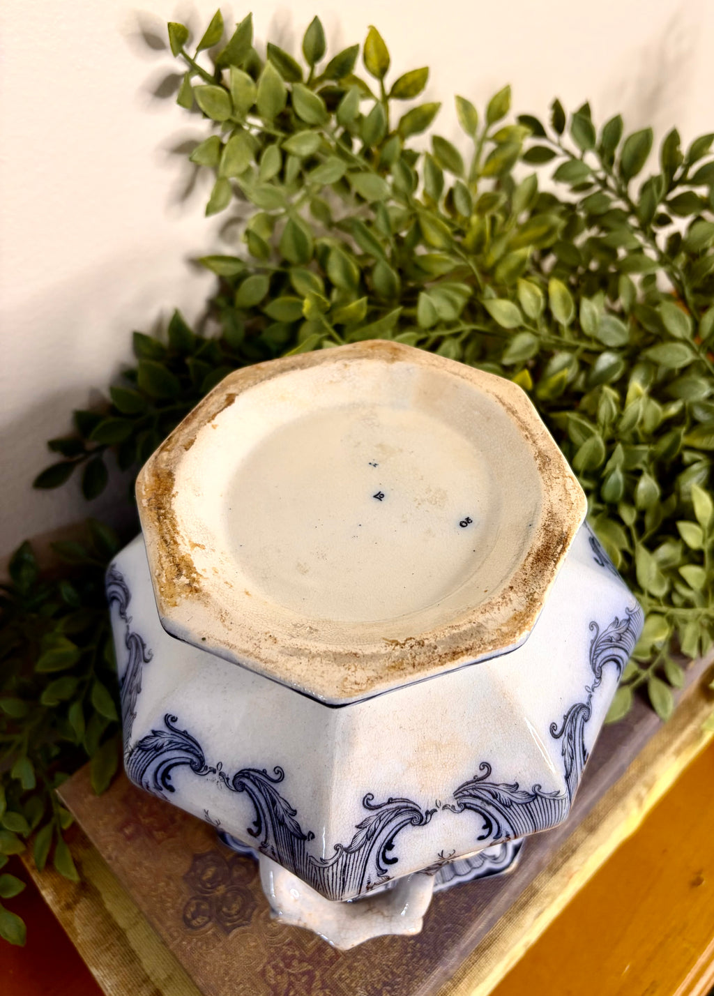 Antique English Blue & White Transferware Lidded Tureen