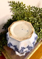 Antique English Blue & White Transferware Lidded Tureen