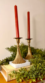 Pair of Vintage Brass Candlesticks with Marble Bases