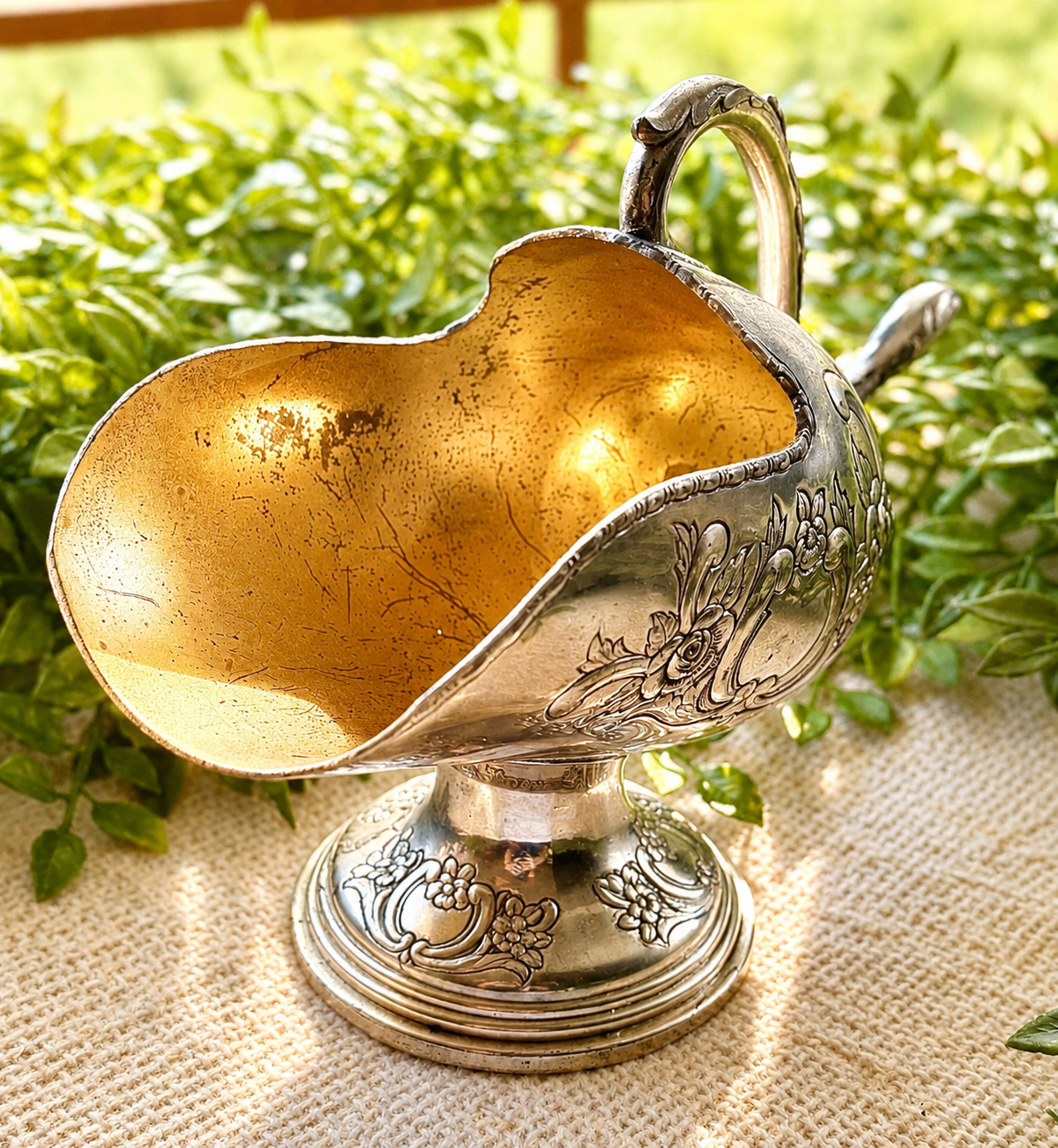 Antique Victorian Silverplate Sugar Scuttle with Scoop | Ornate Coal Hod Style