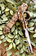 Antique French Gilt Scissors & Sheath with Figural Detail