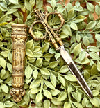 Antique French Gilt Scissors & Sheath with Figural Detail