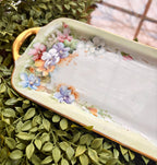 Antique 1919 Signed French Limoges Hand-Painted Floral Serving Tray