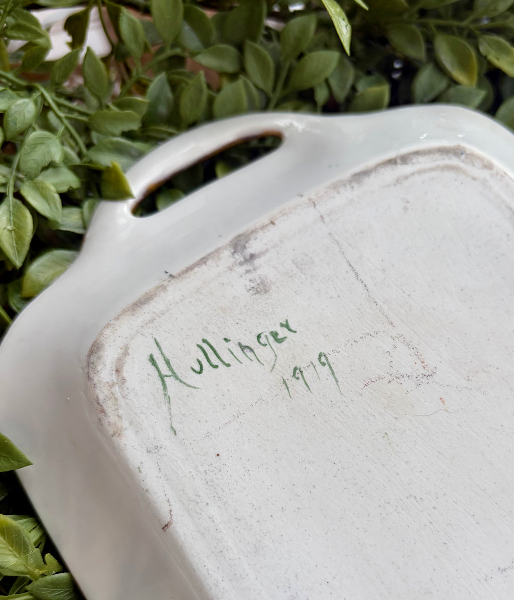 Antique 1919 Signed French Limoges Hand-Painted Floral Serving Tray