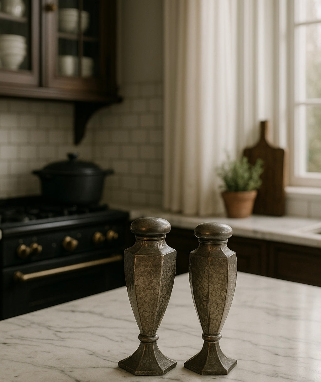 Vintage Hammered Silver Salt and Pepper Shakers