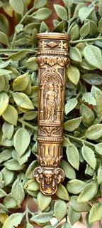 Antique French Gilt Scissors & Sheath with Figural Detail