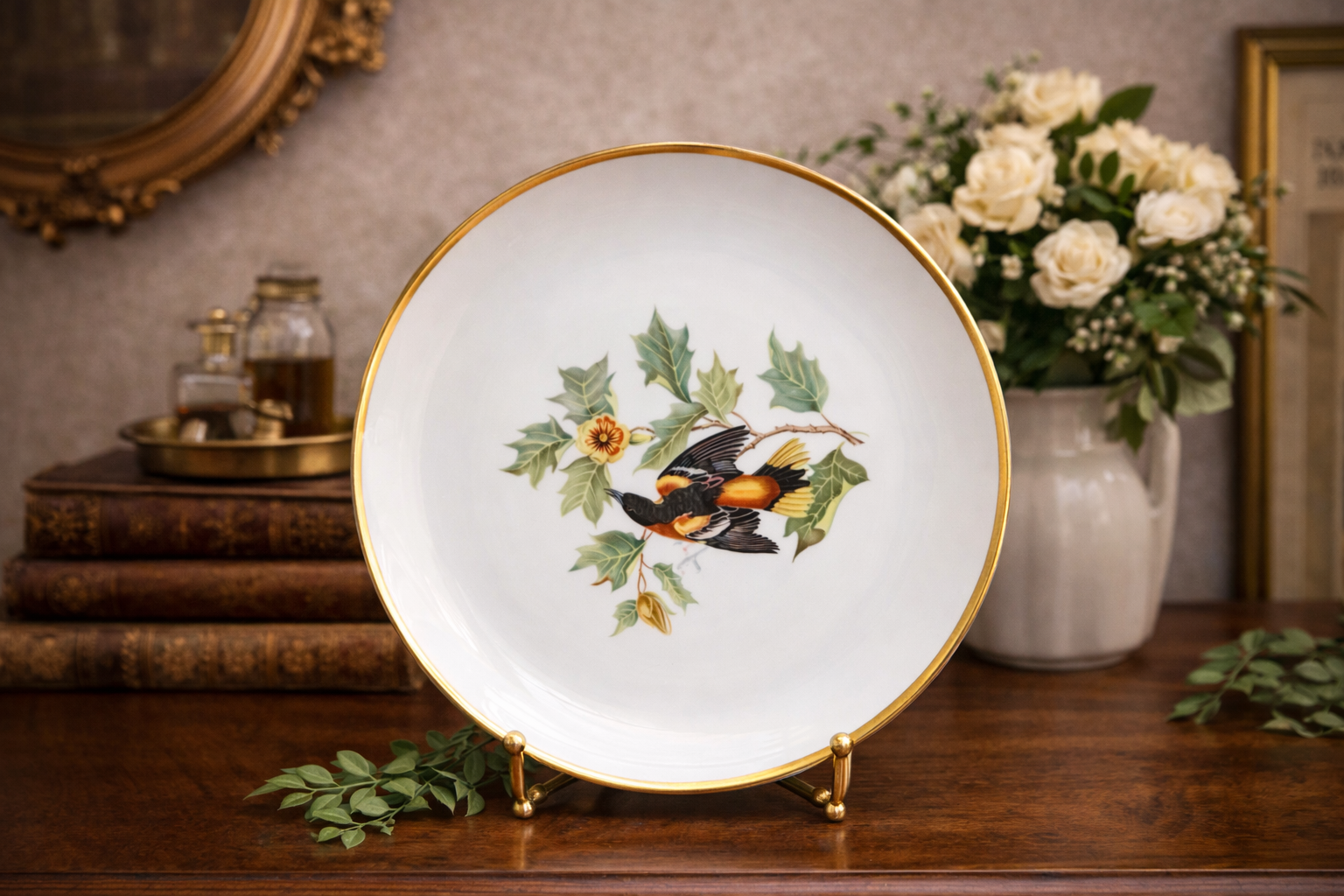 Vintage Hutschenreuther Porcelain  Plate featuring an Oriole