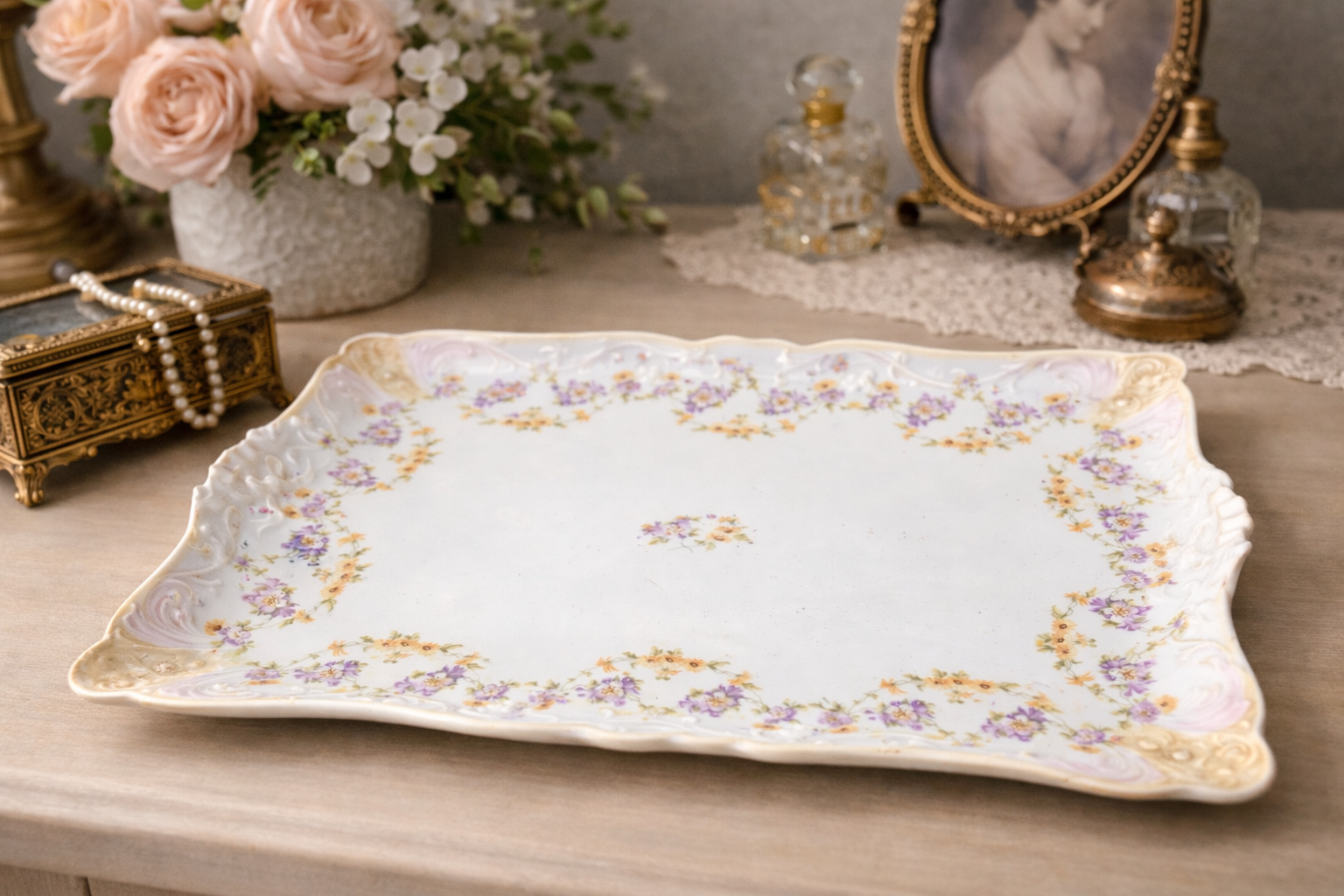 Antique C.T. Carl Tielsch Altwasser Porcelain Tray