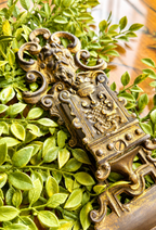 Antique Renaissance Revival Brass Match Holder