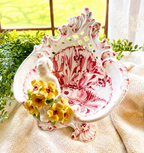 Vintage Capodimonte Italy Cherub Centerpiece Bowl – Rococo Floral Ceramic Compote