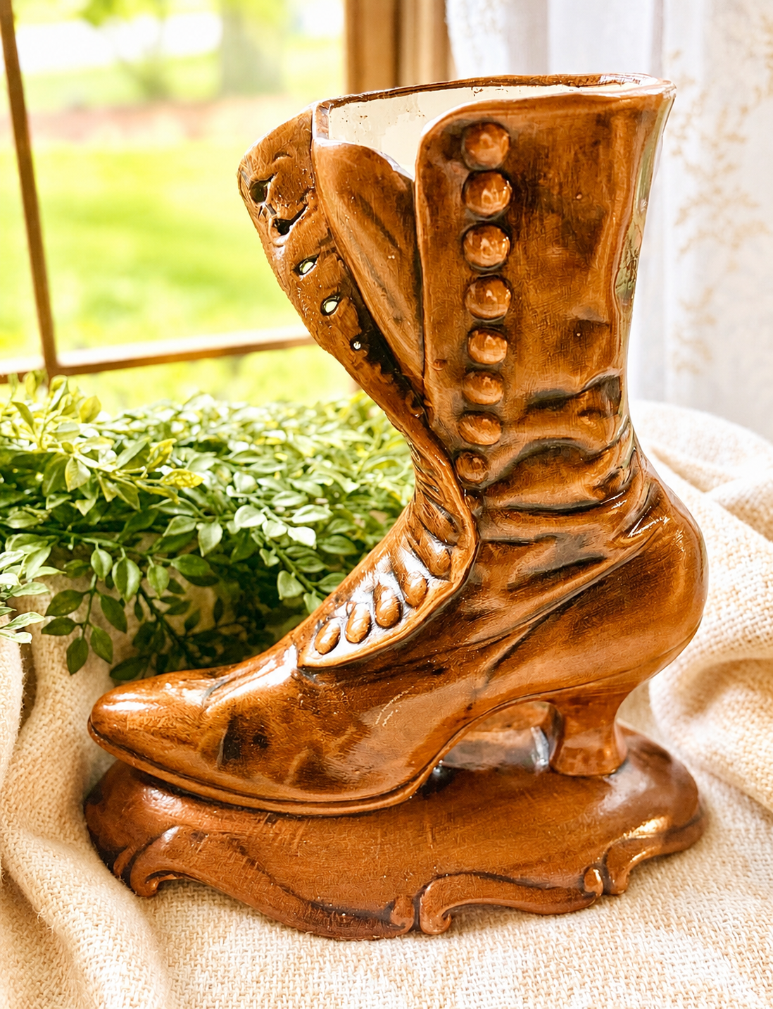 Vintage Victorian Boot Vase