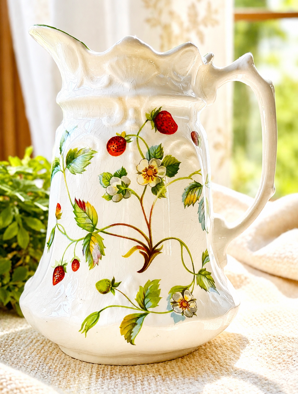 Vintage English Old Foley “Strawberry” Pitcher