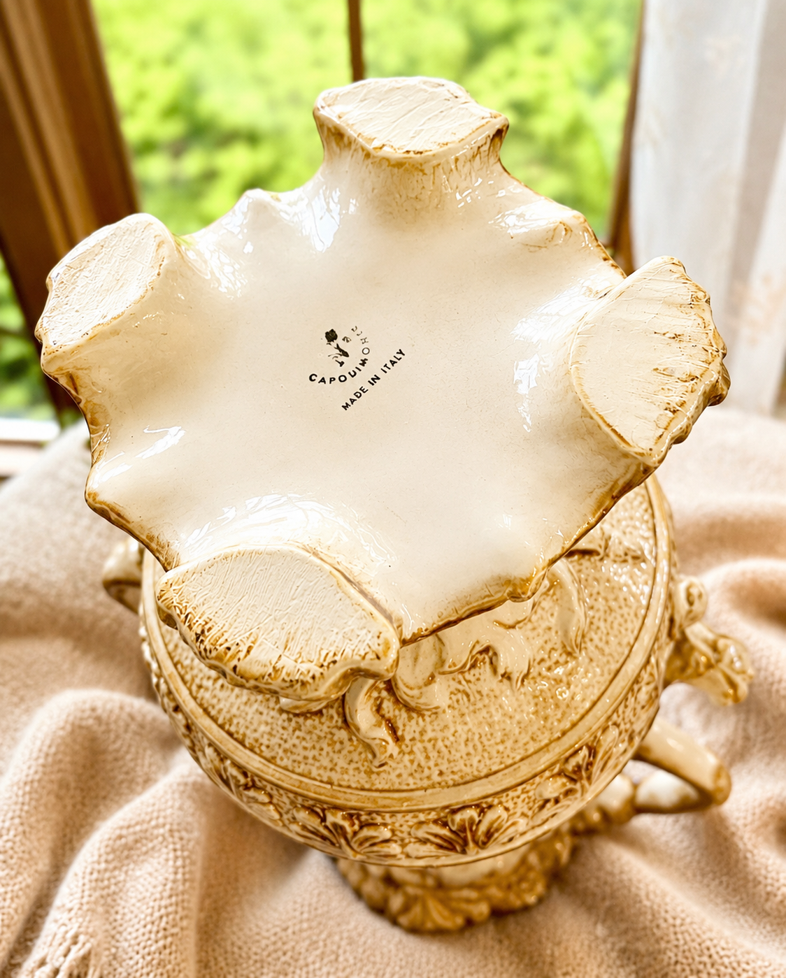 Vintage Capodimonte Floral Urn Vase