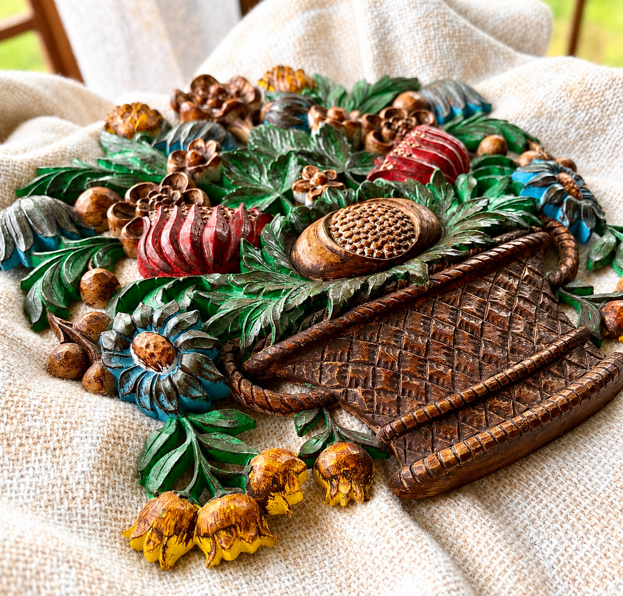 Vintage Syroco Floral Basket Wall Plaque