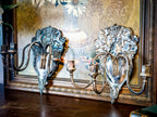 Antique English Hallmarked Royal Crest Crown Pair Sconces