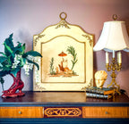 Vintage Italian Hand-Painted Chinoiserie Fireplace Screen with Gilt Detail