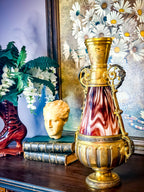 19th Century French Napoleon III Opaline Glass & Gilt Régule Urn