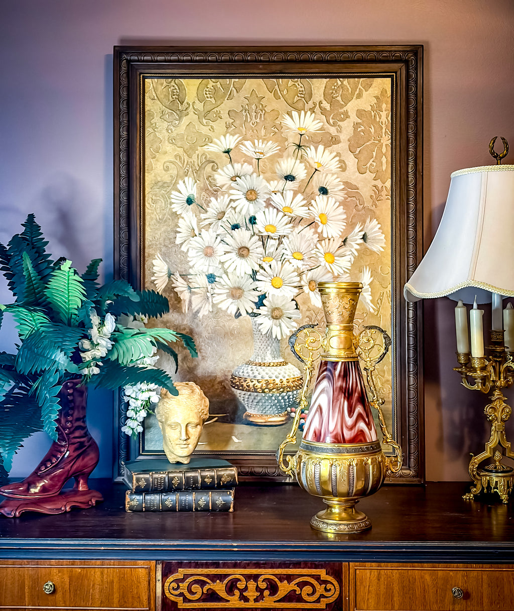 19th Century French Napoleon III Opaline Glass & Gilt Régule Urn