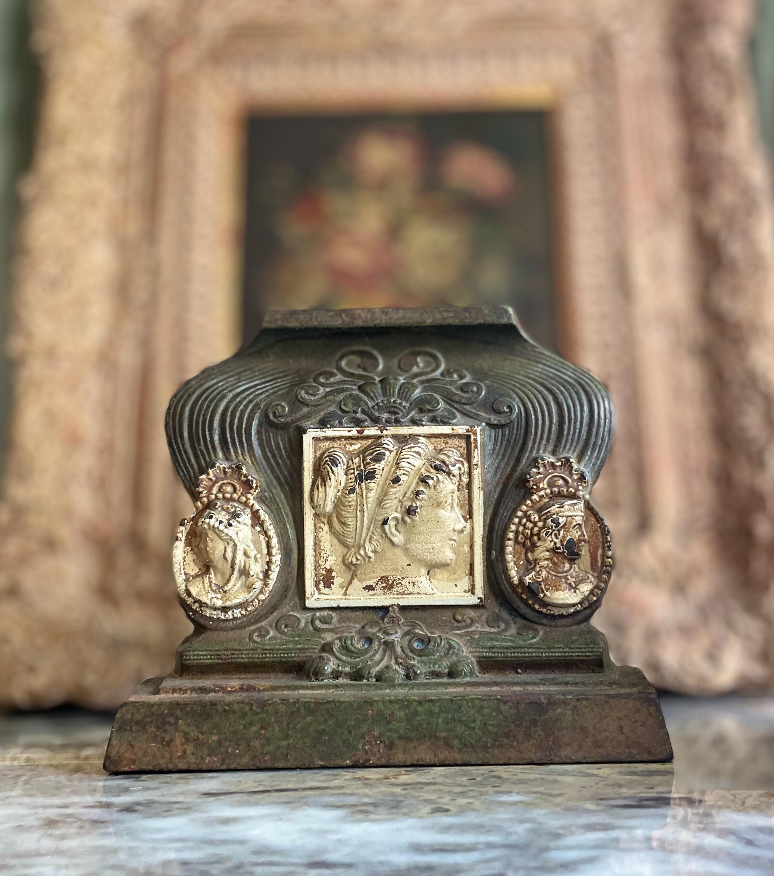 Antique 1920’s Cast Iron H.L. Judd Roman Art Nouveau Bookends