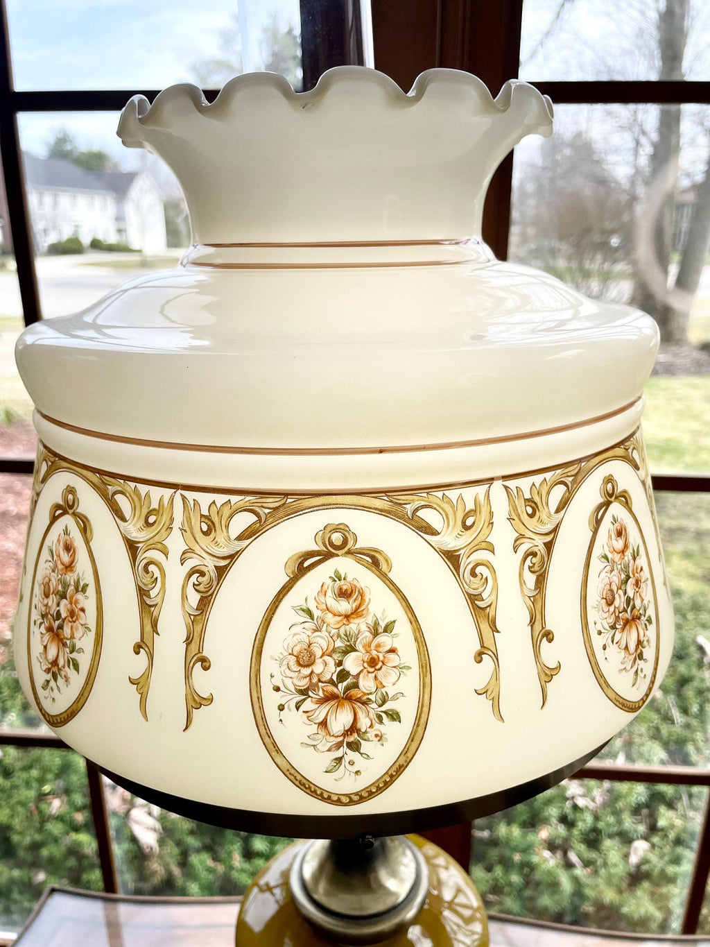 Antique Floral Hurricane Lamp