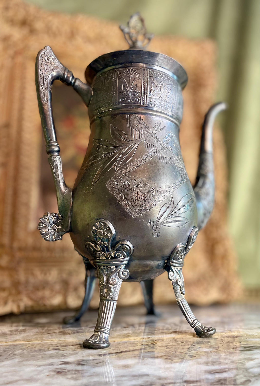 Antique Victorian Silver - Played Coffee/Teapot