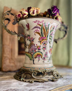 Vintage French Ceramic Vase with Brass Fittings by Dominic